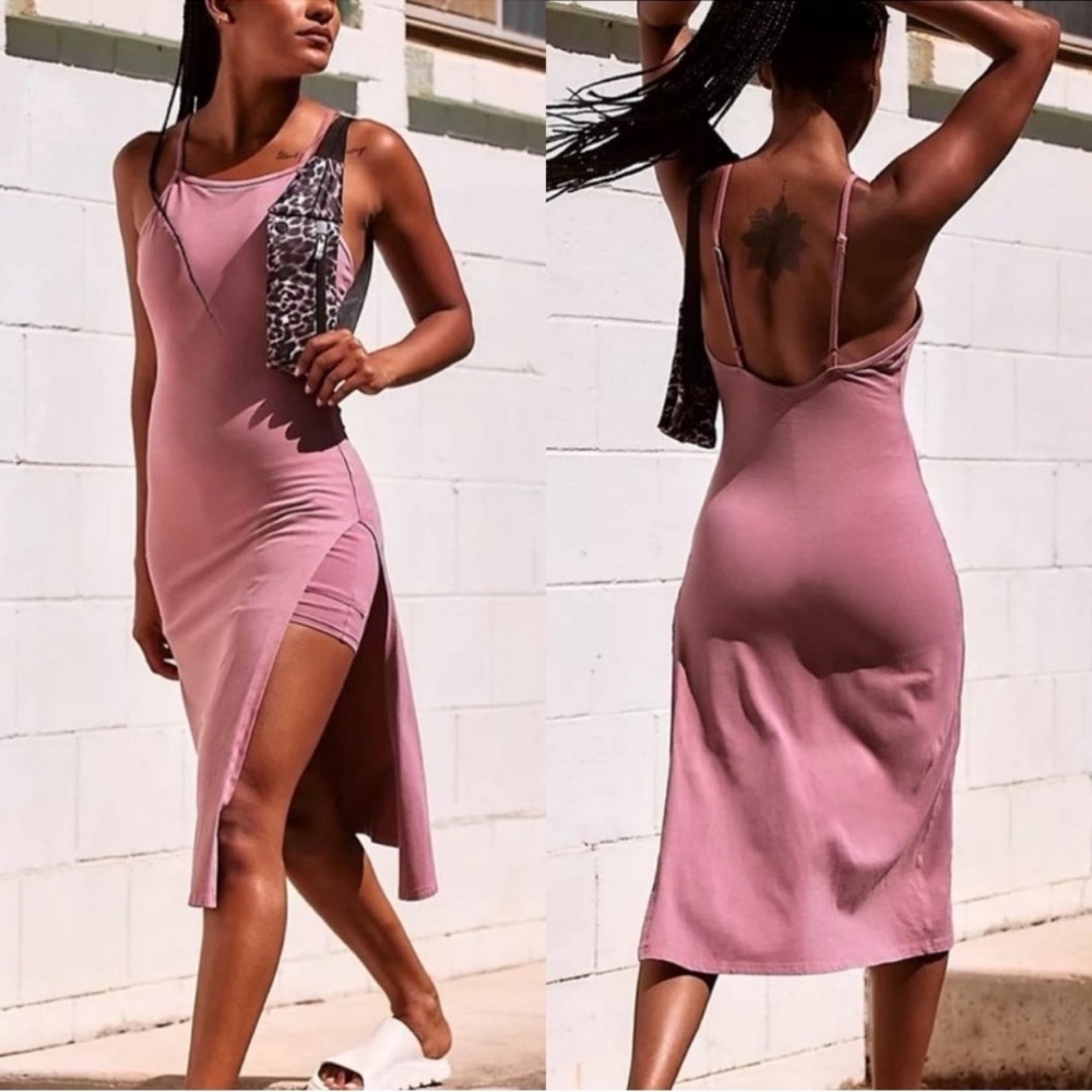 Free People Movement Hot Shot Midi Dress Pink Shorts Romper Large Active Hiking